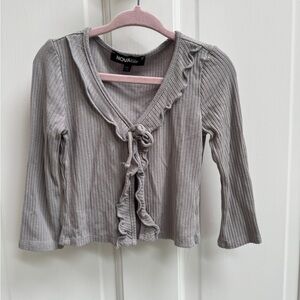 Nova Kids 3T Girls Gray Ruffle Cardigan Sweater